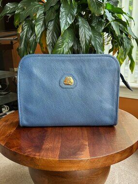 MORABITO Leather Pouch Clutch, Blue